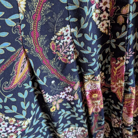 Loft Petites Navy Blue Floral Print Long Sleeve Shirt Dress Size 4 P - Picture 9 of 13